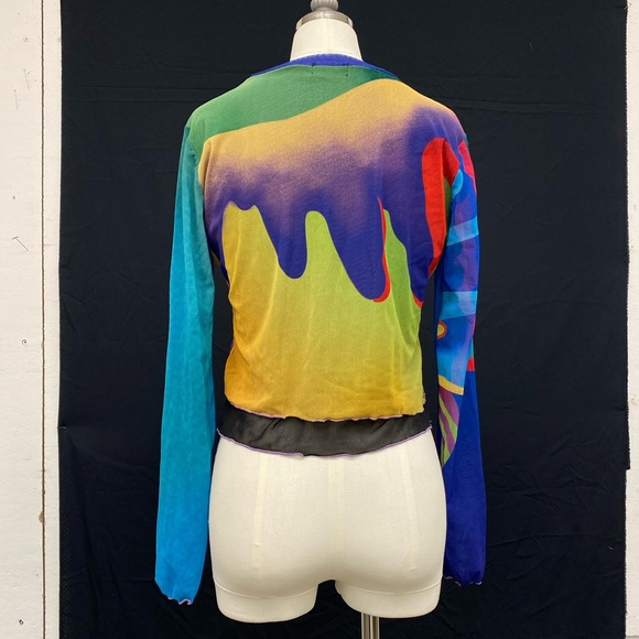 Colourful mesh layered long sleeve top Expired Girl - Picture 4 of 7